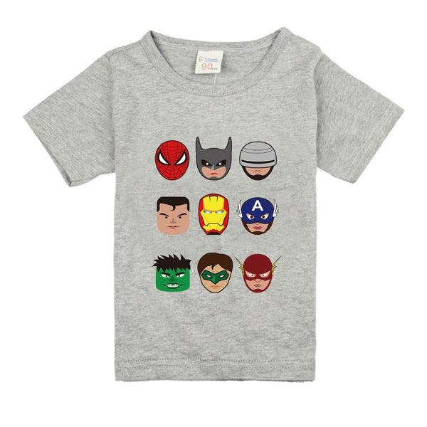 Kids Boys T Shirts Marvel Iron Man Spiderman Batman Superhero Print Children Summer Cotton Shorts Baby Boys Girls tops T shirt freeshipping - Etreasurs