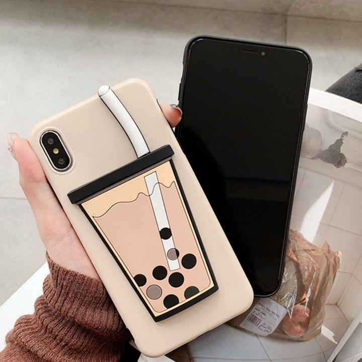 For iPhone 7 Plus X XR XS Max Case Funny Milk Bubble Tea Drink Bottle Pattern Phone Case For iPhone 8 6 Plus Soft Silicone Cover freeshipping - Etreasurs