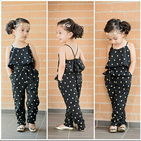 Summer Kids Girls Clothing Sets Cotton Sleeveless Polka Dot Strap Girls Jumpsuit Clothes Sets Outfits Children Suits freeshipping - Etreasurs