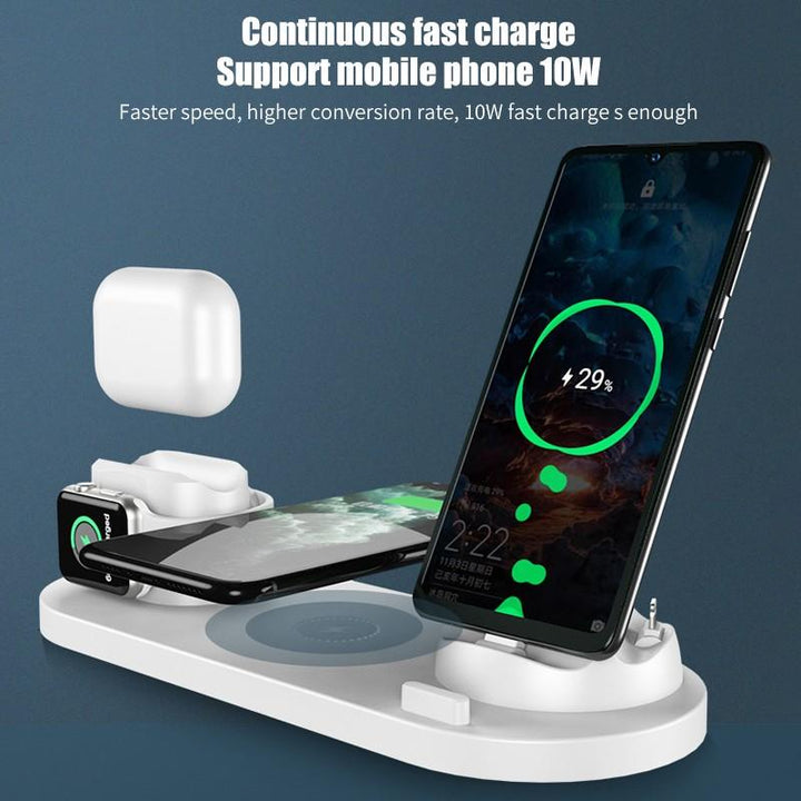 6 in 1 Wireless Charger Dock Station for iPhone/Android/Type-C USB Phones 10W Qi Fast Charging For Apple Watch AirPods Pro freeshipping - Etreasurs