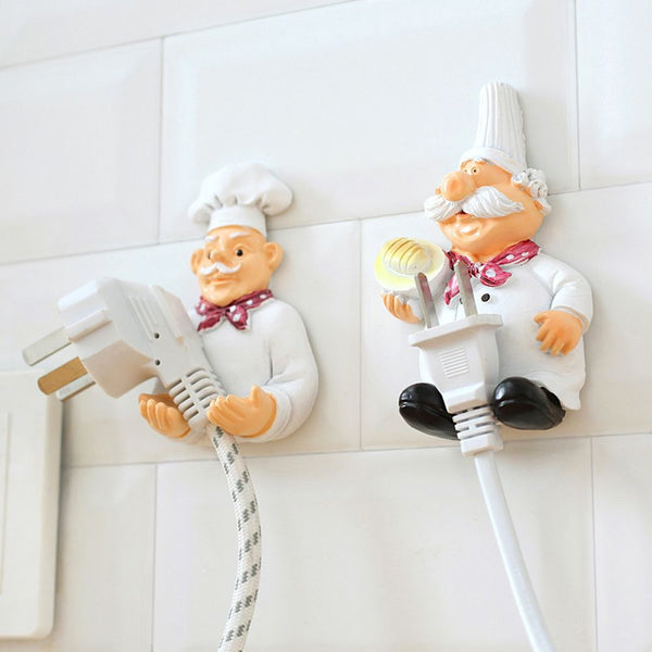 Kitchen Plug Bracket Cartoon Cook Power Socket Cord Organizer Holder Sundry Storage Rack Shelves Kitchen Storage Sticky Hook freeshipping - Etreasurs