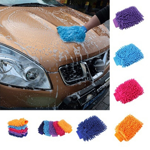 2 in 1 Ultrafine Fiber Chenille Microfiber Car Wash Glove Mitt Soft Mesh backing no scratch for Car Wash and Cleaning freeshipping - Etreasurs
