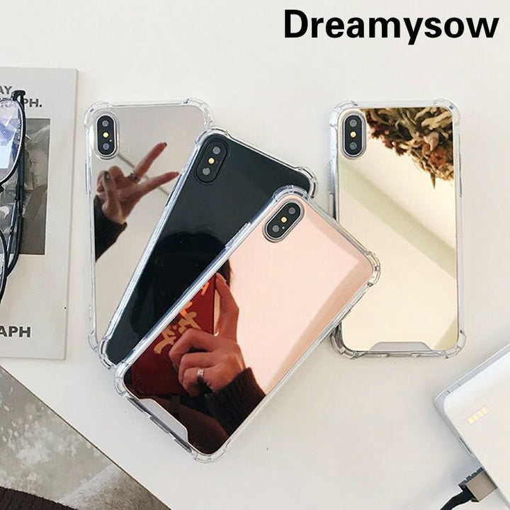 Drop Resistant Mirror Phone Case For iphone XS MAX XR X 7 8 6s 6 plus Protective Soft TPU Cover For Samsung Note 9 8 S8 S9 Plus freeshipping - Etreasurs