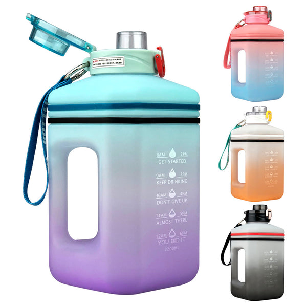 2.2L Water Bottle Heat-Resistant Drop-Resistant Frosted Gradient Sports Fitness Space Cup Water Bottle Bucket freeshipping - Etreasurs