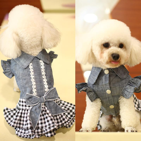 Teddy Small Dog Pet Denim Skirt Dog Clothes Spring And Summer Thin Breathable Princess Skirt