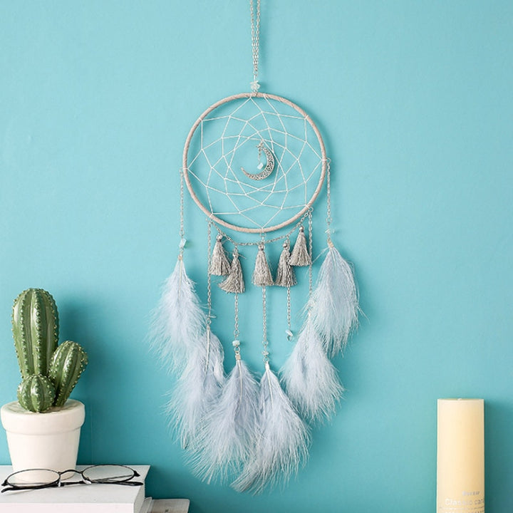 Original silver gray dream catcher 2 ring Indian feather hanging art gifts to bestie friends creative valentine's day gifts freeshipping - Etreasurs