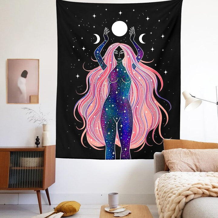 Indian Moon Phase Girl Mandala Tapestry Wall Hanging Boho Decor Macrame Hippie Witchcraft Tapiz Wall Decoration Decoration Mural freeshipping - Etreasurs