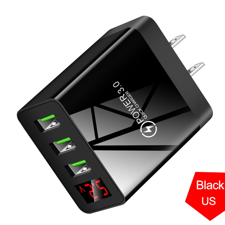 Quick charge 3.0 USB Charger for iPhone 12 pro 11 Xiaomi Samsung Huawei 5V 3A Digital Display Fast Charging Wall Phone Charger freeshipping - Etreasurs