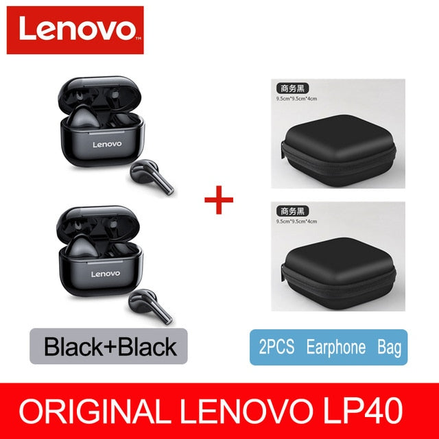 NEW Original Lenovo TWS Wireless Earphone Bluetooth 5.0 Dual Stereo MINI Reduction Bass Touch Control Long Standby 300mAH LP40 freeshipping - Etreasurs