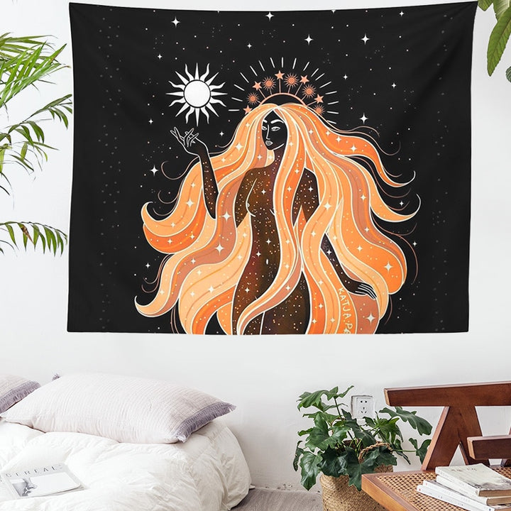 Indian Moon Phase Girl Mandala Tapestry Wall Hanging Boho Decor Macrame Hippie Witchcraft Tapiz Wall Decoration Decoration Mural freeshipping - Etreasurs