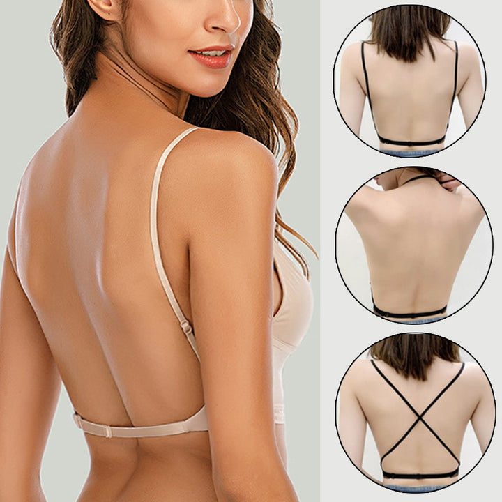 Sexy Backless Bra Lace Deep U Low Back Bralette Thin Cup Brassiere Halter Soft Seamless Elastic Underwear Tank Tops Encaje Mujer freeshipping - Etreasurs