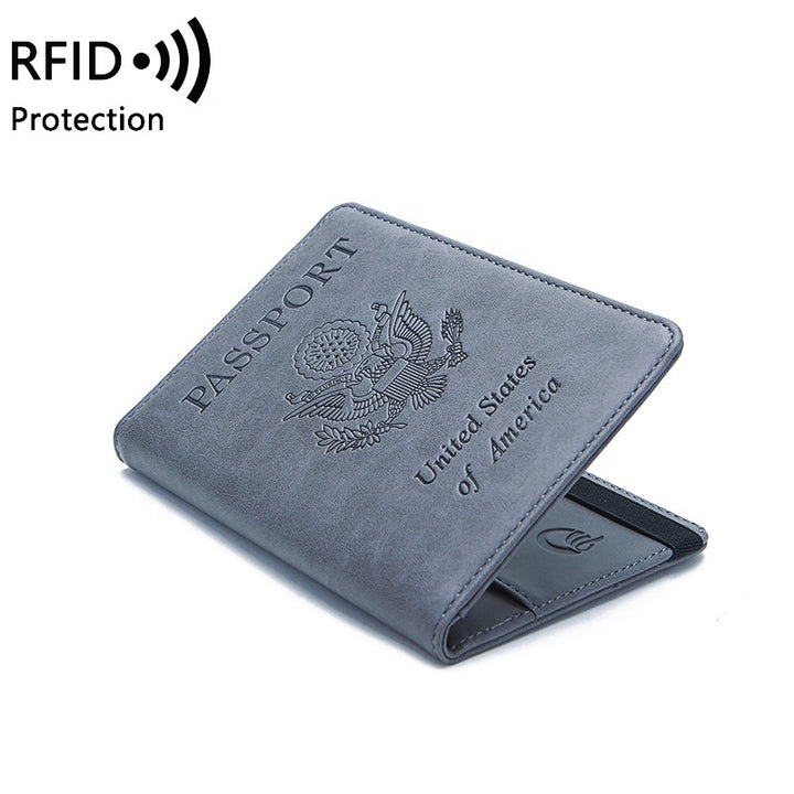 MIYIN RFID Blocking PU Leather printing Passport Holder Cover Case Travel Wallet Elastic Strap hold passport credit card wallet freeshipping - Etreasurs