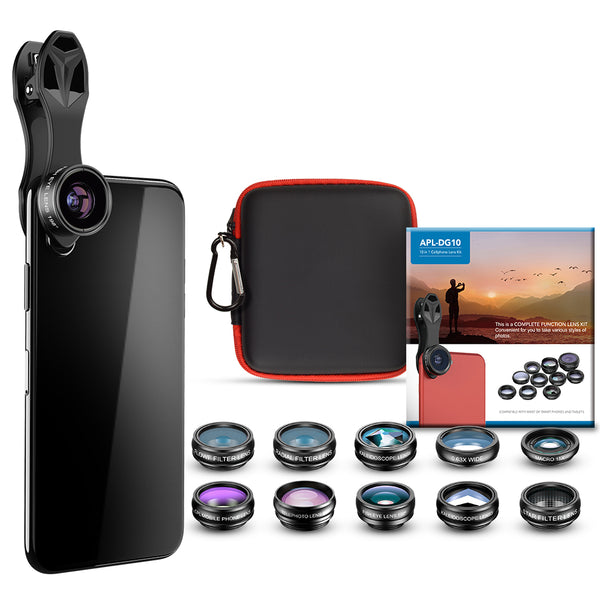 Apexel optical smartphone phone lens attachment wide angle macro lens 10 in 1 pro lenses kit for iphone freeshipping - Etreasurs