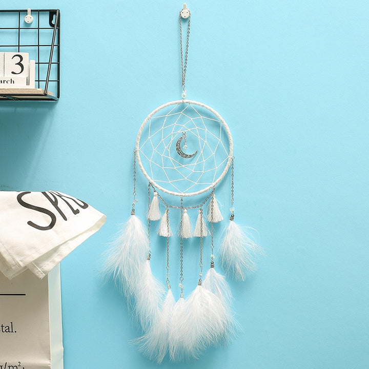 Original silver gray dream catcher 2 ring Indian feather hanging art gifts to bestie friends creative valentine's day gifts freeshipping - Etreasurs