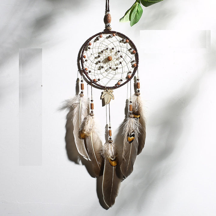 Original silver gray dream catcher 2 ring Indian feather hanging art gifts to bestie friends creative valentine's day gifts freeshipping - Etreasurs