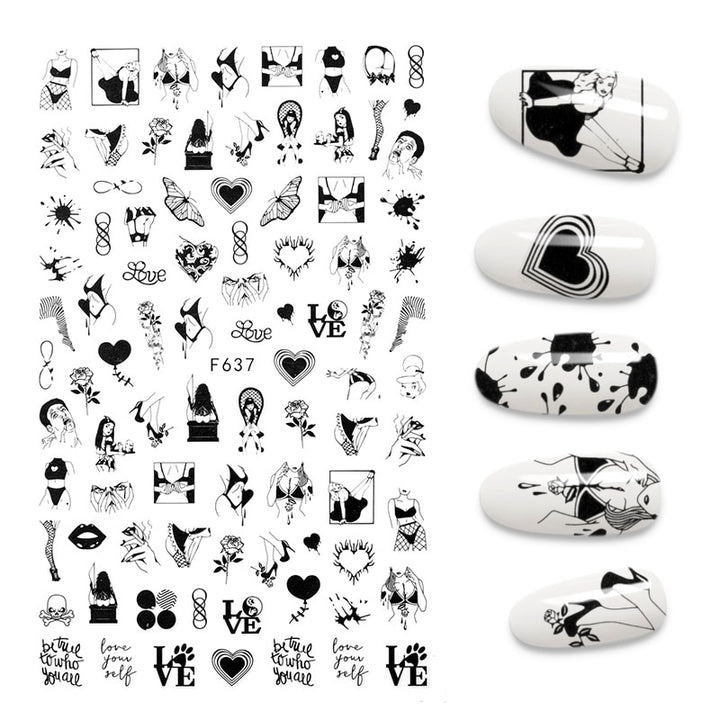 The New 3D Nail Sticker Cool English Letter stickers for nail  Foil Love Heart Design Nails Accessories Fashion Manicure Sticker freeshipping - Etreasurs