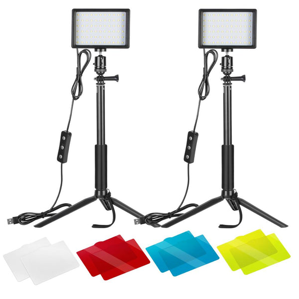 4 Colors Filter 2 PCS Shooting Photographic Lighting 66 LED Fill light Video Light for YouTube Tabletop Photography freeshipping - Etreasurs