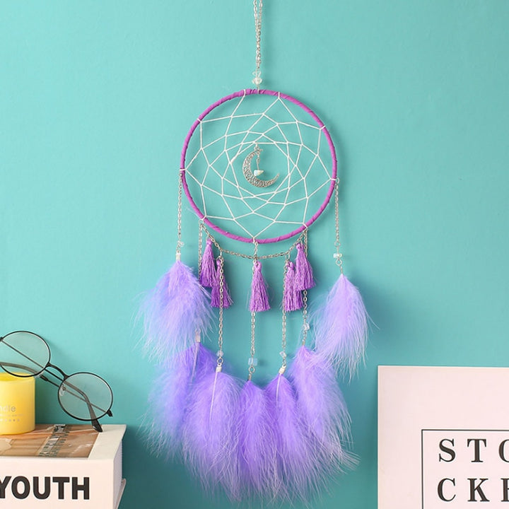 Original silver gray dream catcher 2 ring Indian feather hanging art gifts to bestie friends creative valentine's day gifts freeshipping - Etreasurs