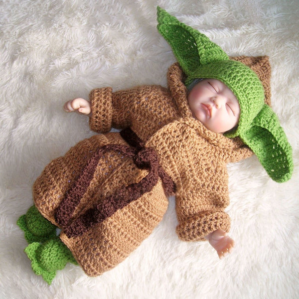 Hot Star Wars Yoda Outfits Crochet Baby Yoda Costume Newborn Baby Yoda Photography Props Knitted Cartoon Clothing freeshipping - Etreasurs