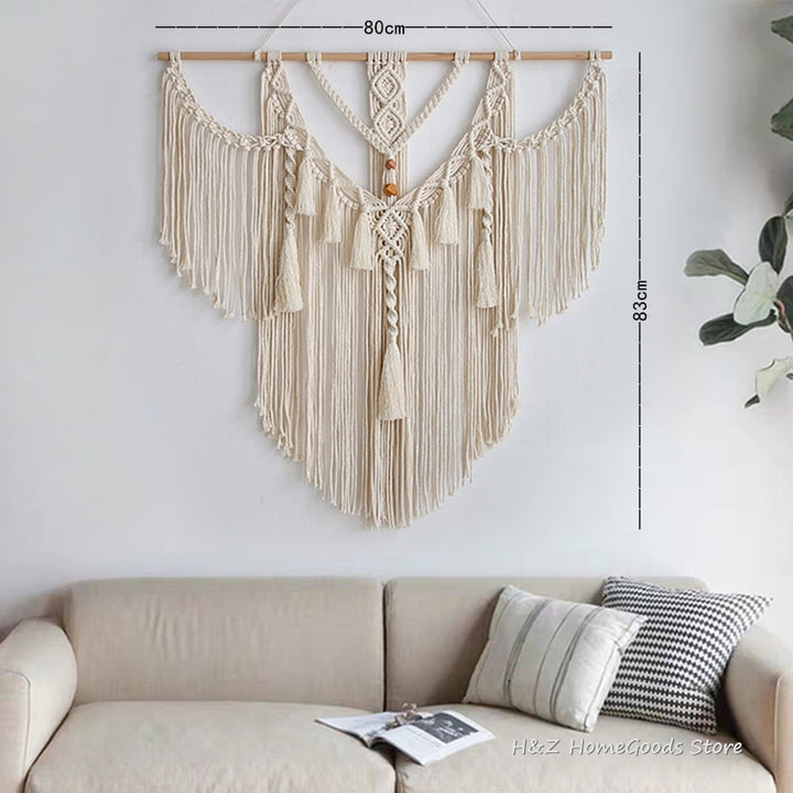 Macrame Tapestry Boho Decoration Nordic Style Hand Woven Tapestry Wall Hanging Room Living Room Art Decor 80x83cm Bohemian Decor freeshipping - Etreasurs