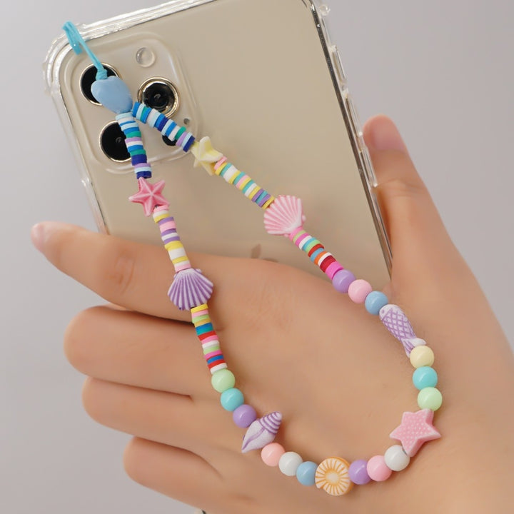 Shinus Heishi Disc Beads Crystal Chain For Phone Mobile Phone Lanyard Smile Cell Phone Chains 2021 LOVE Letter String Wristband freeshipping - Etreasurs