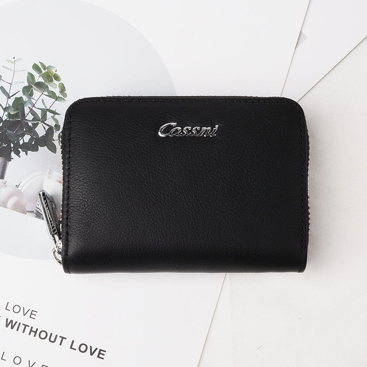 genuine leather credit card holder organizer wallet with zip card holder leather wallet freeshipping - Etreasurs