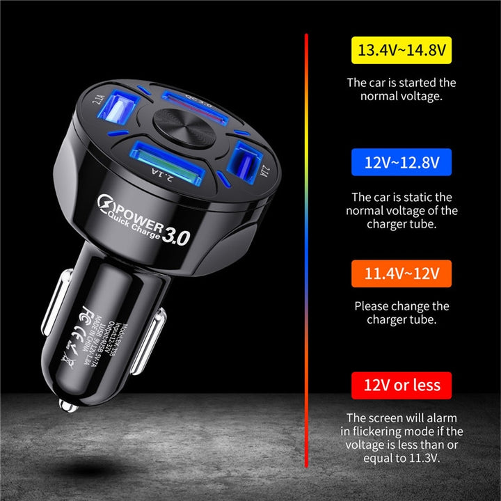 USLION 4 Ports USB Car Charge 48W Quick 7A Mini Fast Charging For iPhone 11 Xiaomi Huawei Mobile Phone Charger Adapter in Car freeshipping - Etreasurs