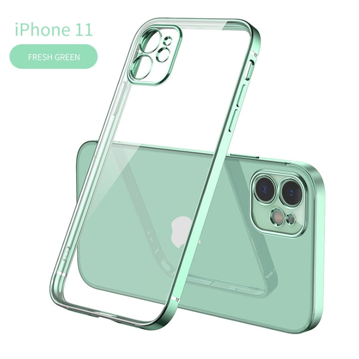 New Square Plating Soft Case For iPhone 11 Pro 11Pro Max Clear Cover For iphone 11 PROMAX Transparent Phone Case TPU Back Cover freeshipping - Etreasurs