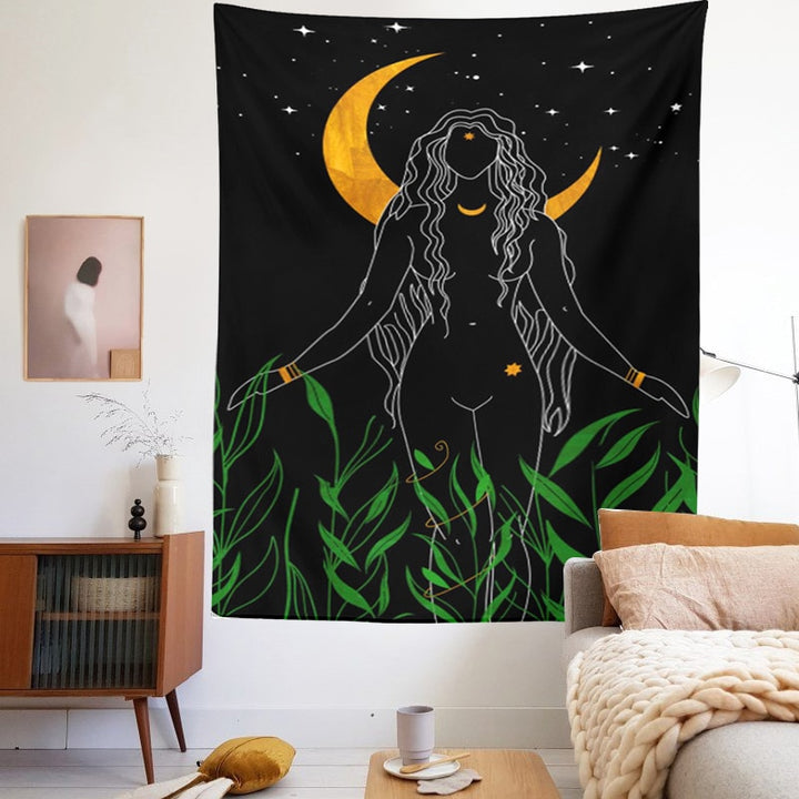 Indian Moon Phase Girl Mandala Tapestry Wall Hanging Boho Decor Macrame Hippie Witchcraft Tapiz Wall Decoration Decoration Mural freeshipping - Etreasurs