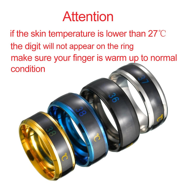 Smart Sensor Body Temperature Ring Stainless Steel Fashion Display Real-time Temperature Test Finger Rings freeshipping - Etreasurs