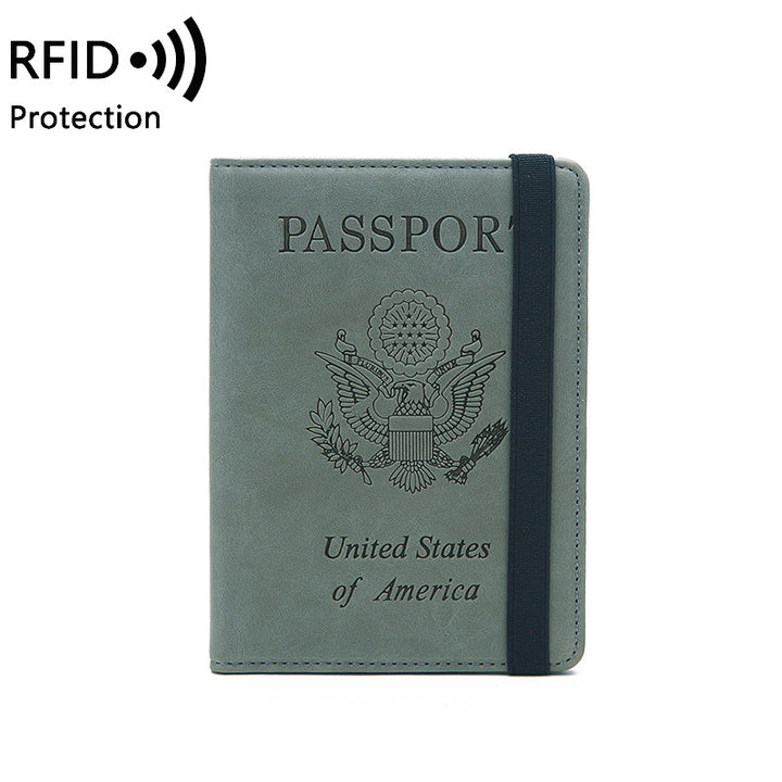 MIYIN RFID Blocking PU Leather printing Passport Holder Cover Case Travel Wallet Elastic Strap hold passport credit card wallet freeshipping - Etreasurs