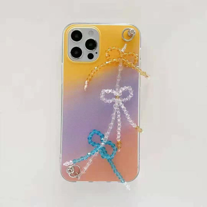 Drop Shipping Gradient TPU transparent Phone Case for iPhone 12 phone case with Crystal butterfly bracelet freeshipping - Etreasurs