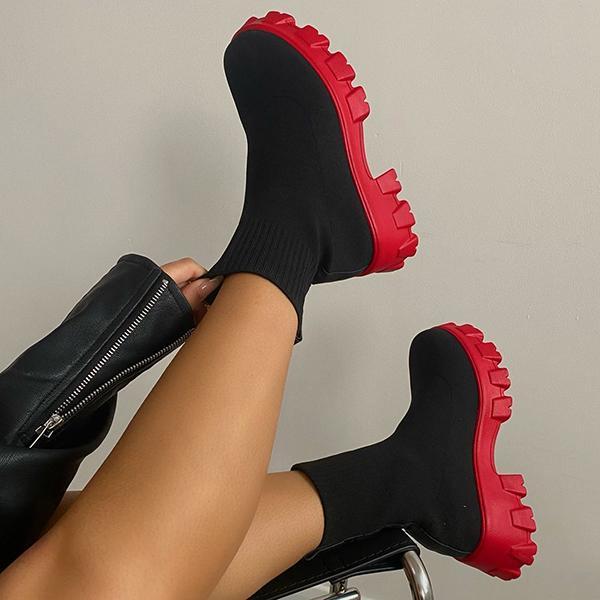 2021 Autumn Winter New Couple Socks Shoes Women Thick-soled Casual Net Red Knitted Short Boots Women Botas De Mujer Large Size freeshipping - Etreasurs