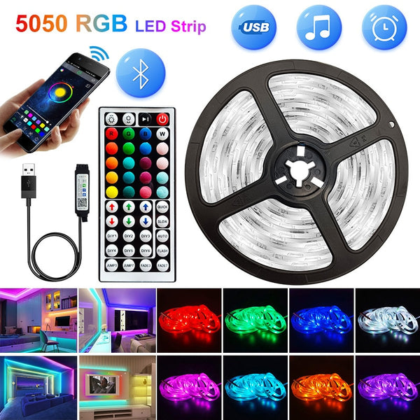 5V USB WIFI Bluetooth 1M-30M 5050 USB Led Strips Light Waterproof RGB Led Diode Ribbon Lamp For Decoration Bedroom TV BackLight freeshipping - Etreasurs