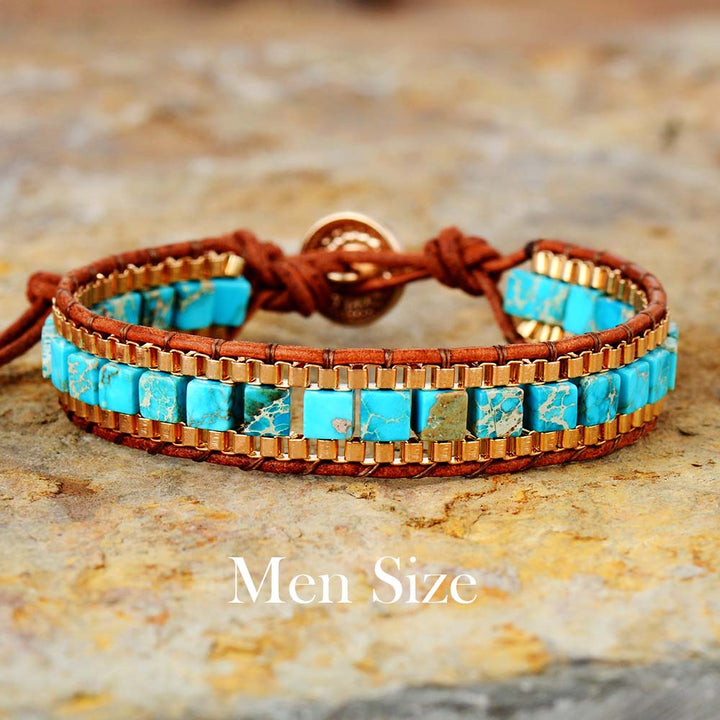 New Women Wrap Bracelets Turquise Stones Gold Chain Woven Wrap Bracelet Bohemian Statement Jewelry Dropship freeshipping - Etreasurs