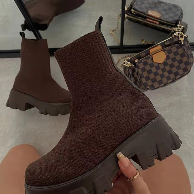 2021 Autumn Winter New Couple Socks Shoes Women Thick-soled Casual Net Red Knitted Short Boots Women Botas De Mujer Large Size freeshipping - Etreasurs