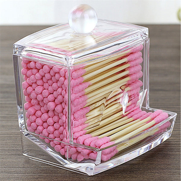 Acrylic Cotton Swabs Storage Holder Box Portable Transparent Makeup Cotton Pad Cosmetic Container Jewelry Organizer Case freeshipping - Etreasurs