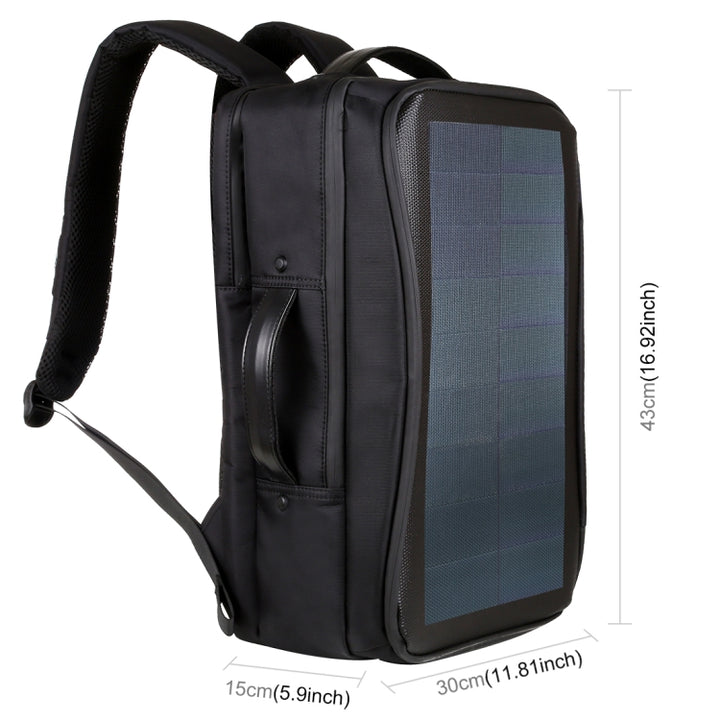 HAWEEL Fashion  Flexible Solar Panel 12W Power Backpack Laptop Bag with Handle and USB Charging Port(Black) freeshipping - Etreasurs