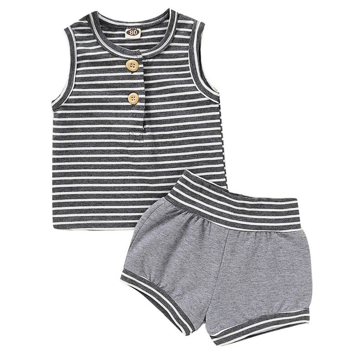 Summer Baby Shorts Set For Girls Boys Newborn Clothes 2Pcs Bottom Vest+Striped Shorts Sleeveless Toddler Boy Clothing Suit D30 freeshipping - Etreasurs