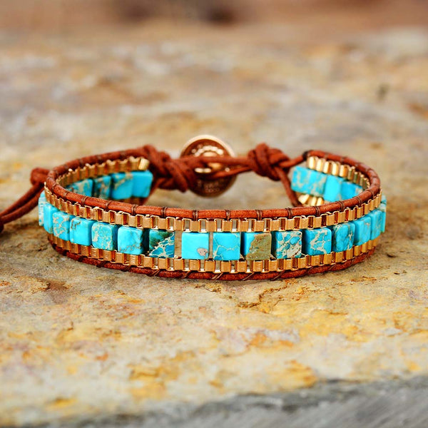 New Women Wrap Bracelets Turquise Stones Gold Chain Woven Wrap Bracelet Bohemian Statement Jewelry Dropship freeshipping - Etreasurs