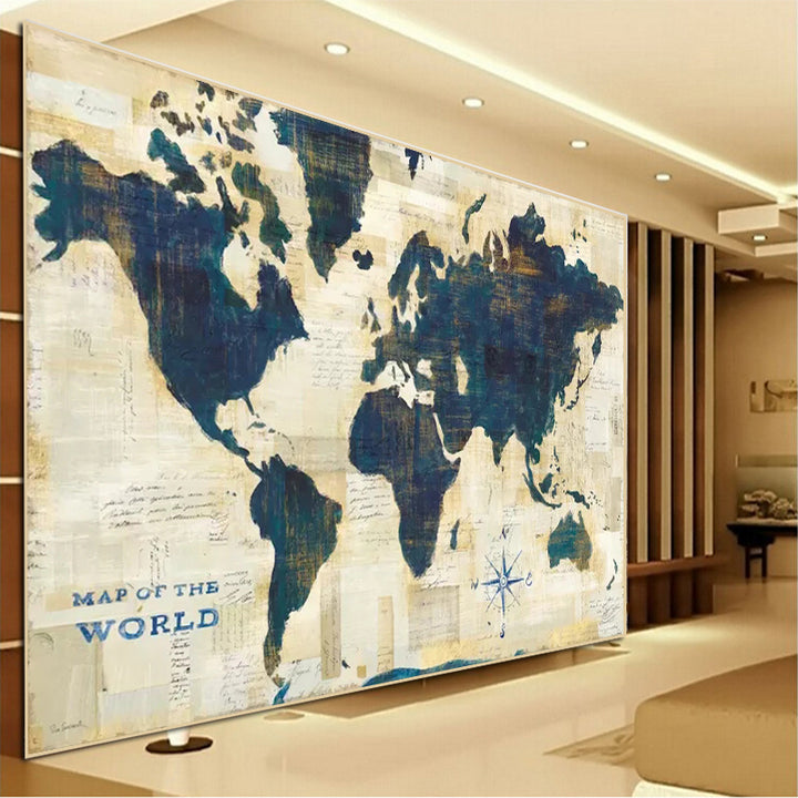Modern Gold Grey Map of the World Canvas Oil Painting Earth Posters Prints Abstract Wall Art Picture for Living Room Home Decor freeshipping - Etreasurs