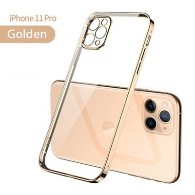 New Square Plating Soft Case For iPhone 11 Pro 11Pro Max Clear Cover For iphone 11 PROMAX Transparent Phone Case TPU Back Cover freeshipping - Etreasurs
