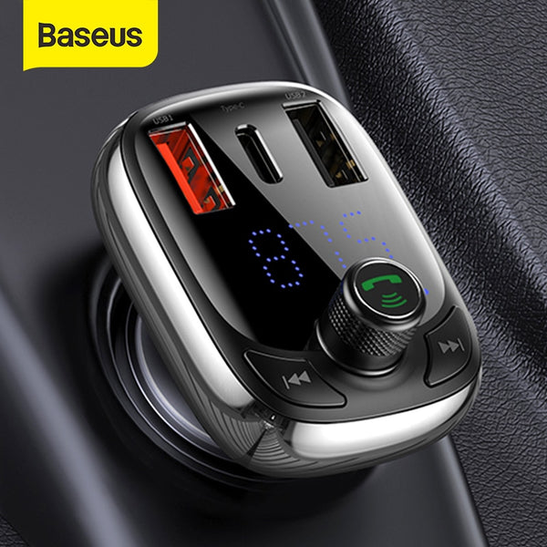 Baseus FM Transmitter Bluetooth 5.0 Handsfree Car Kit Audio MP3 Player With PPS QC3.0 QC4.0 5A Fast Charger Auto FM Modulator freeshipping - Etreasurs