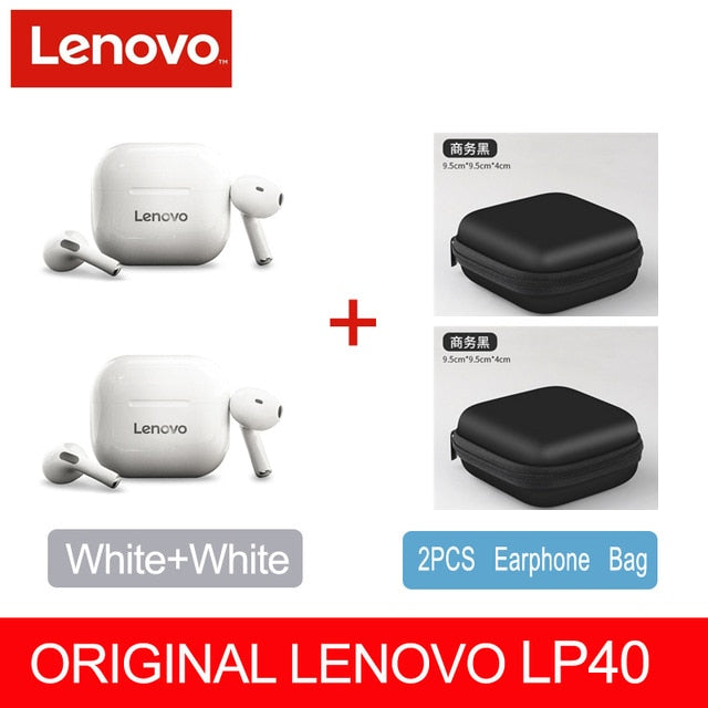 NEW Original Lenovo TWS Wireless Earphone Bluetooth 5.0 Dual Stereo MINI Reduction Bass Touch Control Long Standby 300mAH LP40 freeshipping - Etreasurs
