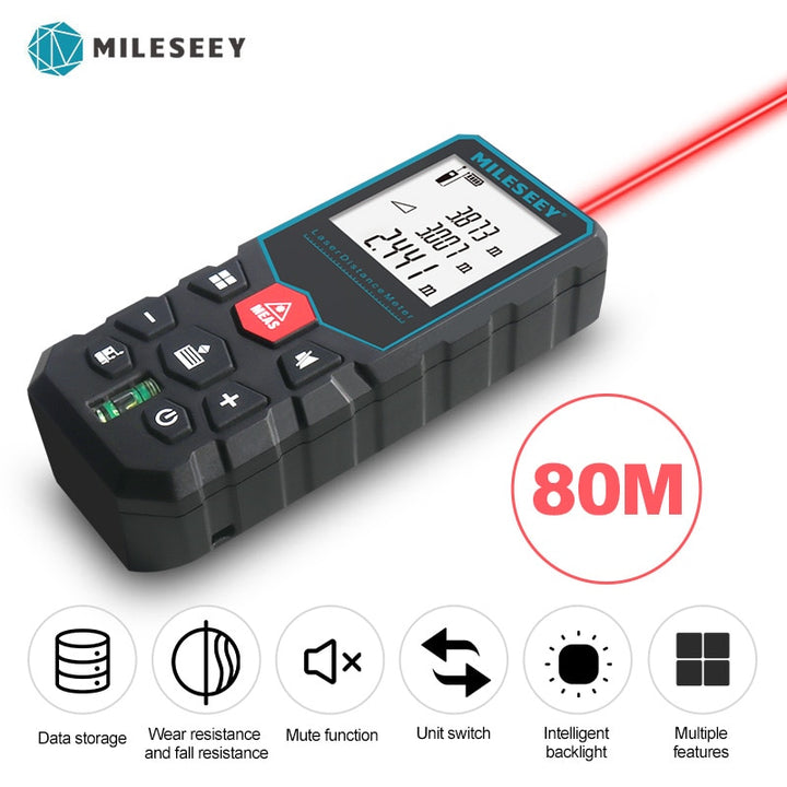 Mileseey laser distance meter electronic roulette laser digital tape rangefinder trena metro laser range finder  measuring tape freeshipping - Etreasurs