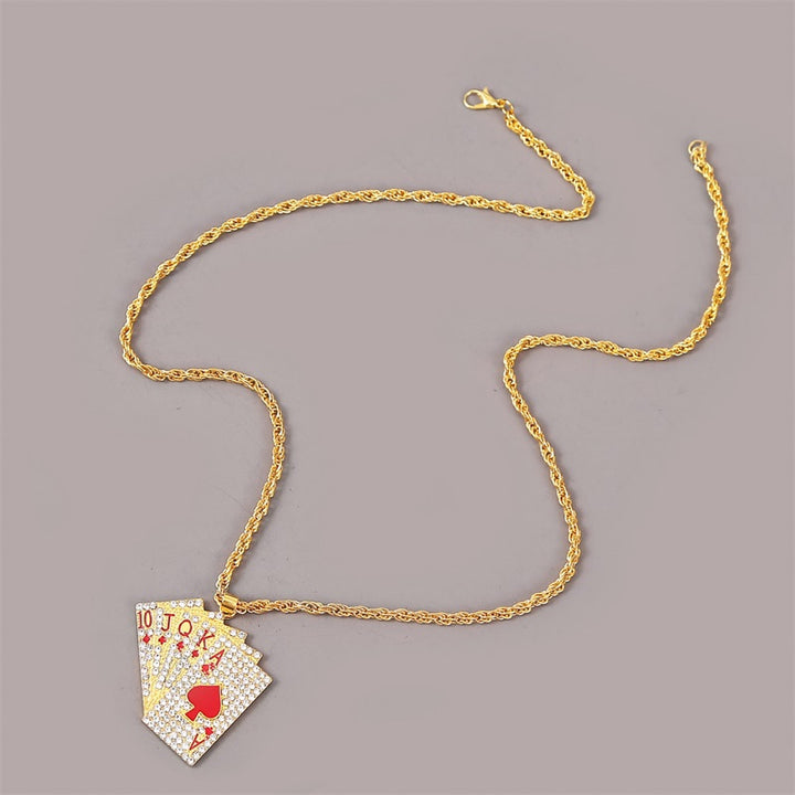 Hip Hop Jewelry Women Men Statement Enamel Playing Cards Pendants Necklaces Hip Hop Jewelry Fashion Gold Silver Color Necklace freeshipping - Etreasurs