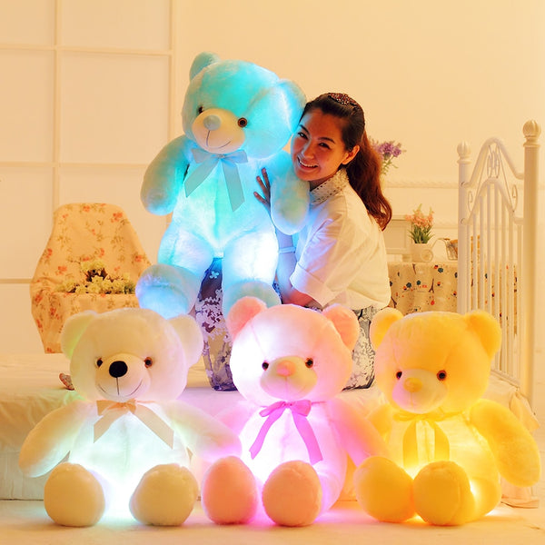 50cm Creative Light Up LED Teddy Bear Stuffed Animals Plush Toy Colorful Glowing   Christmas Gift for Kids Pillow freeshipping - Etreasurs