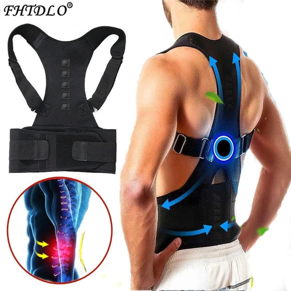 Magnetic therapy posture corrector brace supporter shoulder back support belt menwomen braces and support belt shoulder posture freeshipping - Etreasurs