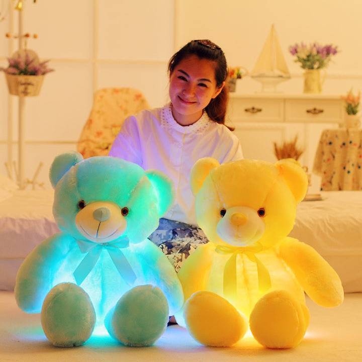 50cm Creative Light Up LED Teddy Bear Stuffed Animals Plush Toy Colorful Glowing   Christmas Gift for Kids Pillow freeshipping - Etreasurs