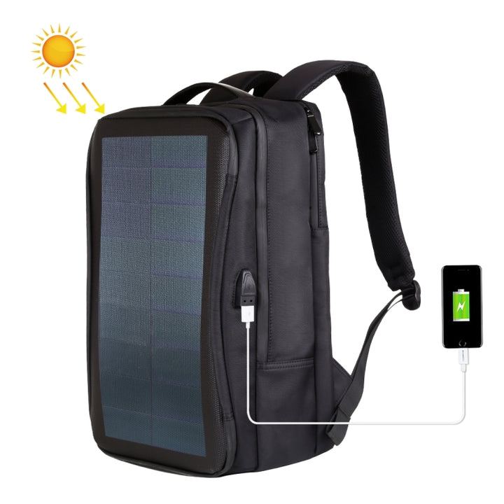 HAWEEL Fashion  Flexible Solar Panel 12W Power Backpack Laptop Bag with Handle and USB Charging Port(Black) freeshipping - Etreasurs